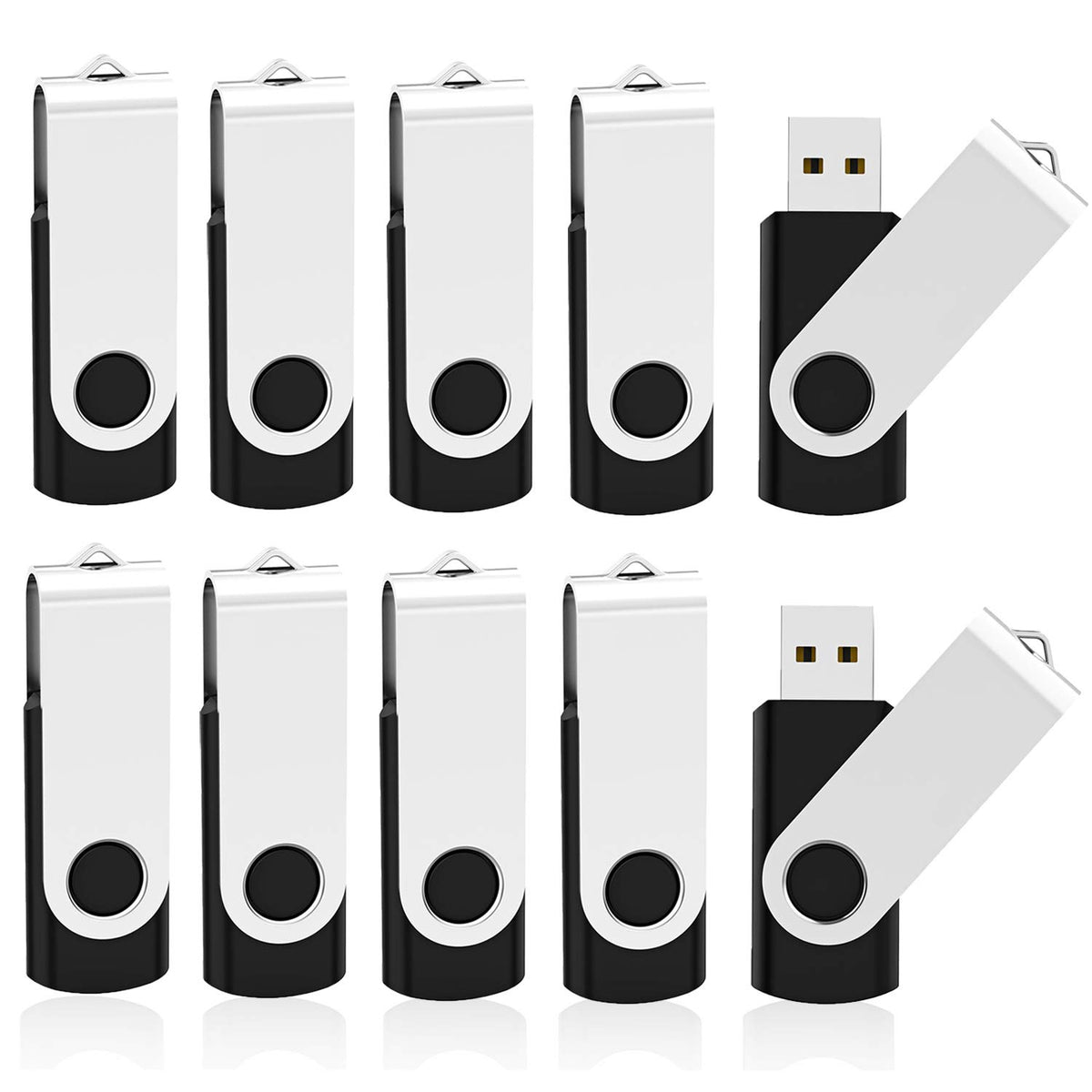 Wholesale 50 Pack 8GB Flash Drive Bulk, KOOTION Thumb Drive Flash Drives 8G Swivel Memory Stick USB 2.0, Black, 50 Pcs