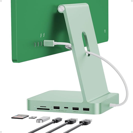 PULWTOP USB C HUB for iMac 24 inch 2021/2023/2024, USB Hub Adapter iMac Accessories for iMac M1/M3/M4 with USB C 10Gbps 3*USB A SD/TF, Docking Station Support Expand M.2 SSD (Not Included), Green