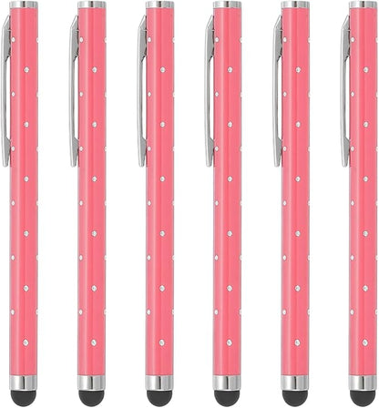 PATIKIL Stylus Pens for Touch Screens, 6 Pcs High Precision Universal Bling Stylus Crystal Metal Capacitive Pen for Touch Screen Devices Phone Tablets Laptop, Pink