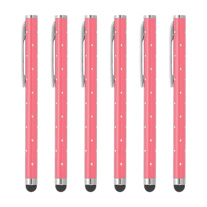 PATIKIL Stylus Pens for Touch Screens, 6 Pcs High Precision Universal Bling Stylus Crystal Metal Capacitive Pen for Touch Screen Devices Phone Tablets Laptop, Pink