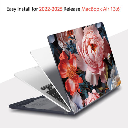 Teryeefi Compatible with MacBook Air 13.6 inch Case M2 M3 M4 M5 Release 2022 2023 2024 2025 2026,Model A3449 A3240 A3113 A2681,Design Slim Cover+Keyboard Cover+OTG Adapter, Colorful Peonies