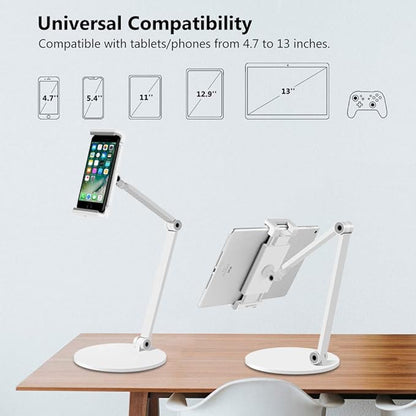 Surface Pro Stand, iPad Pro 12.9 Holder, Multi-Angle Adjustable Tablet Stand Holder for 4.7''- 13'' Screen Microsoft Surface Pro Series, iPad Pro 11/12.9, iPad, mini, Air and More (White)