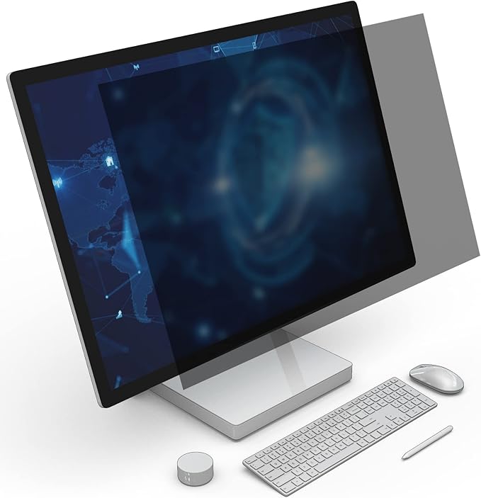 THE OX COLLECTIVE Privacy Screen Filter - 24 Inch Computer Monitor Privacy Shield Film for 23.6" 23.8" Monitor - Anti Glare Screen Cover, Blue Screen Protector for Eyes - 16:9 Hanging Film Shield