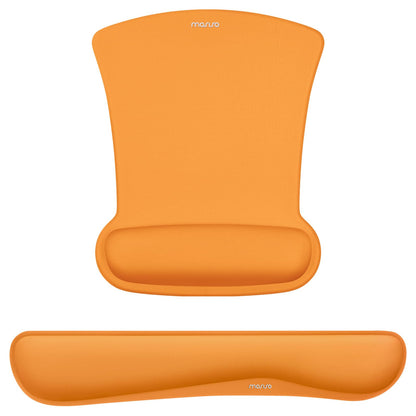 MOSISO Wrist Rest Support for Mouse Pad & Keyboard Set, Ergonomic Mousepad Non-Slip Base Home/Office Pain Relief & Easy Typing Cushion with Neoprene Cloth & Raised Memory Foam, Orange