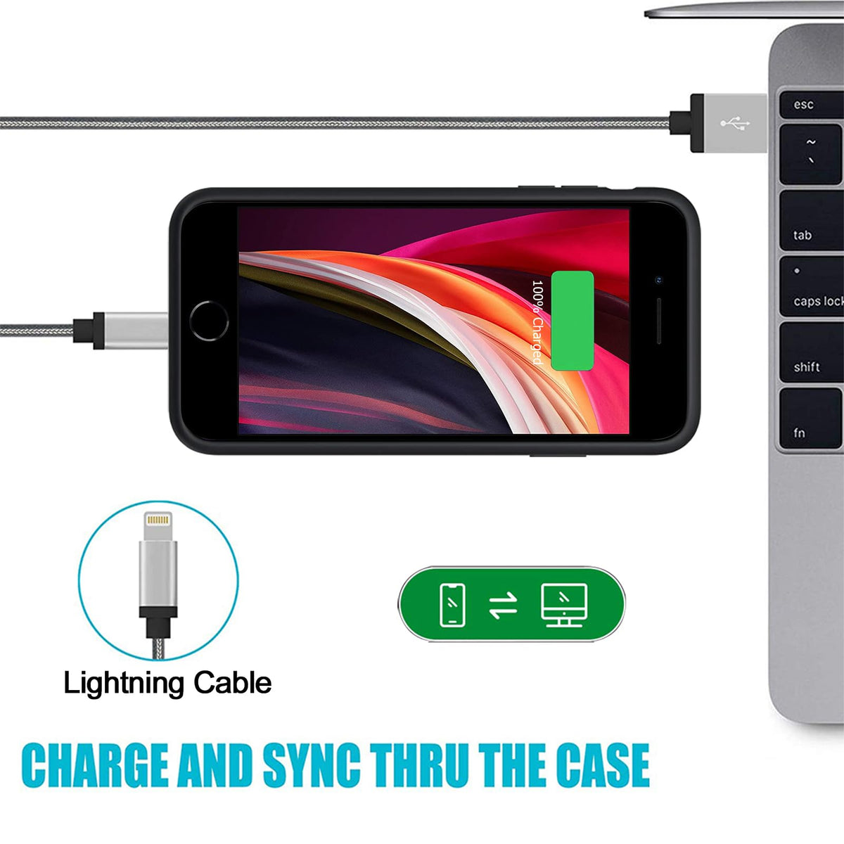 Battery Case for iPhone 8/7/6s/6/SE 3/SE 2, Upgraded 10000mAh Portable Battery Pack Charger Case Support Carplay Compatible with iPhone SE 3/SE 2/8/7/6s/6 (4.7 inch) External Charging Case (Black)