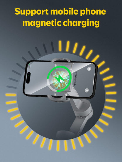 Professional Gimbal Stabilizer for Smartphone w/Wireless Charging OLED Display LED Light Focus Wheel, 3-Axis Phone Gimbal Stabilizer for iPhone 15 14 13 12 Pro/Max/Xs Galaxy S23-AOCHUAN Smart X Pro