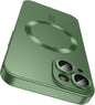 Magnetic for iPhone 13 Case [Compatible with MagSafe][Built-in Camera Lens Protector] Slim Soft Silicone Bumper Shockproof Metallic Luster Phone Case (Green)