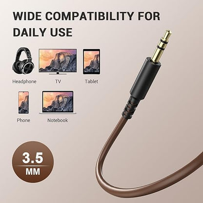 OneOdio 6.35mm to 3.5mm 6.6-9.8FT Stereo Adapter Cable Compatible with AMPs, Electronic Keyboards, Mixers, Guitars and Pro10/Pro30/Pro50 Headphones of OneOdio-Brown