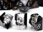 Haxtec Sharp Edge DND Dice Set Black Swirls Resin Dice with Dice Case D&D Dice for RPG Role Playing Games Compatible with Dungeons and Dragons Gifts