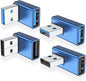 AreMe 90 Degree USB 3.0 Adapter 4 Pack, Up and Down Angle, Left and Right Angle USB A Male to Female Converter Extender for PC, Laptop, USB A Charger, Power Bank and More (Blue)