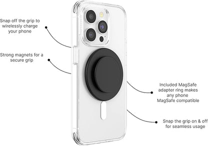 PopSockets Phone Grip for MagSafe, Magnetic Holder, Phone Stand - Black