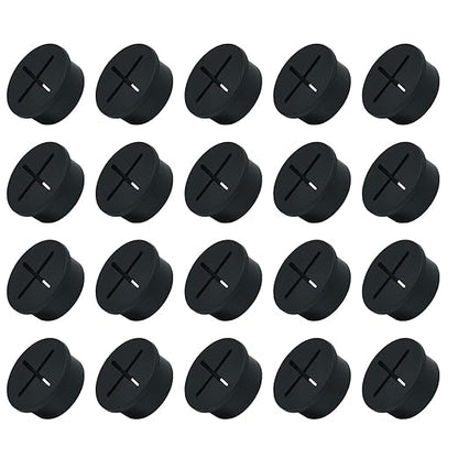 20Pcs Desk Grommet, 1" (25mm) Black Silicone Cord Hole Cover, Flexible Rubber Wire Grommets, Wall Grommets for Cables Management, Table, Countertop, Cabinets and Furnitures Wire Organizer