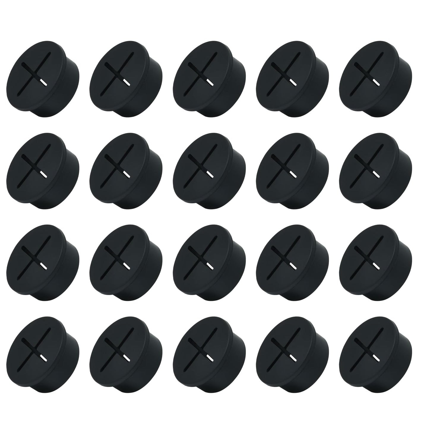 EASYEAH 20Pcs Desk Grommet, 1" (25mm) Black Silicone Cord Hole Cover, Flexible Rubber Wire Grommets, Wall Grommets for Cables Management, Table, Countertop, Cabinets and Furnitures Wire Organizer