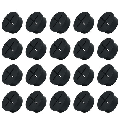 EASYEAH 20Pcs Desk Grommet, 1" (25mm) Black Silicone Cord Hole Cover, Flexible Rubber Wire Grommets, Wall Grommets for Cables Management, Table, Countertop, Cabinets and Furnitures Wire Organizer