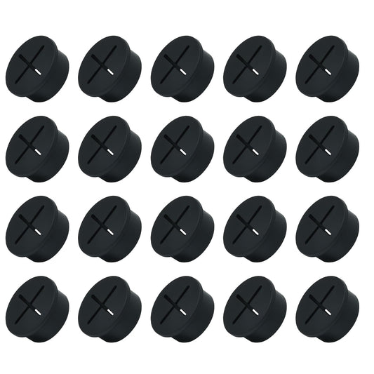 EASYEAH 20Pcs Desk Grommet, 1" (25mm) Black Silicone Cord Hole Cover, Flexible Rubber Wire Grommets, Wall Grommets for Cables Management, Table, Countertop, Cabinets and Furnitures Wire Organizer