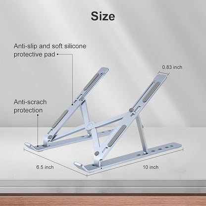 Ergonomic and Foldable Laptop Stand for Desk, Adjustable Riser, Fits All Laptops and Notebooks up to 17,Ultra-Thin,Ventilated Cooling,ABS+Silicone,Midnight.