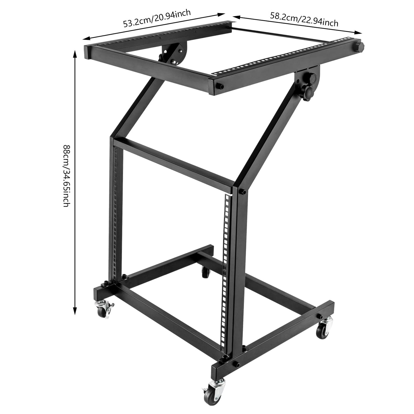 9U Professional DJ Stand Rack Mount DJ Mixer Stand Adjustable Stage Cart w/Wheel for Music Party Show Music Studios Performance Stages Concert Venues
