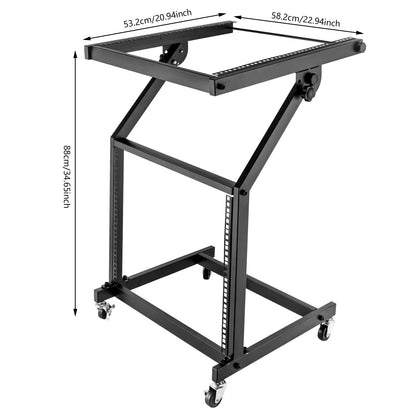 9U Professional DJ Stand Rack Mount DJ Mixer Stand Adjustable Stage Cart w/Wheel for Music Party Show Music Studios Performance Stages Concert Venues