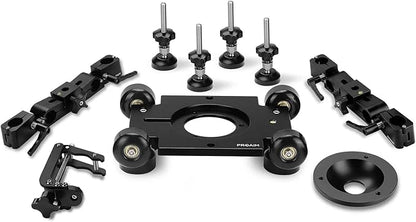 PROAIM Polaris Mini Portable Video Camera Dolly w Universal Track Ends | Mitchell & 75mm Bowl Mount | Compatible Track Rail Diameter – Ø 32‐34mm | Offers Payload of 34kg / 75lb (DL-PLRS-M01)