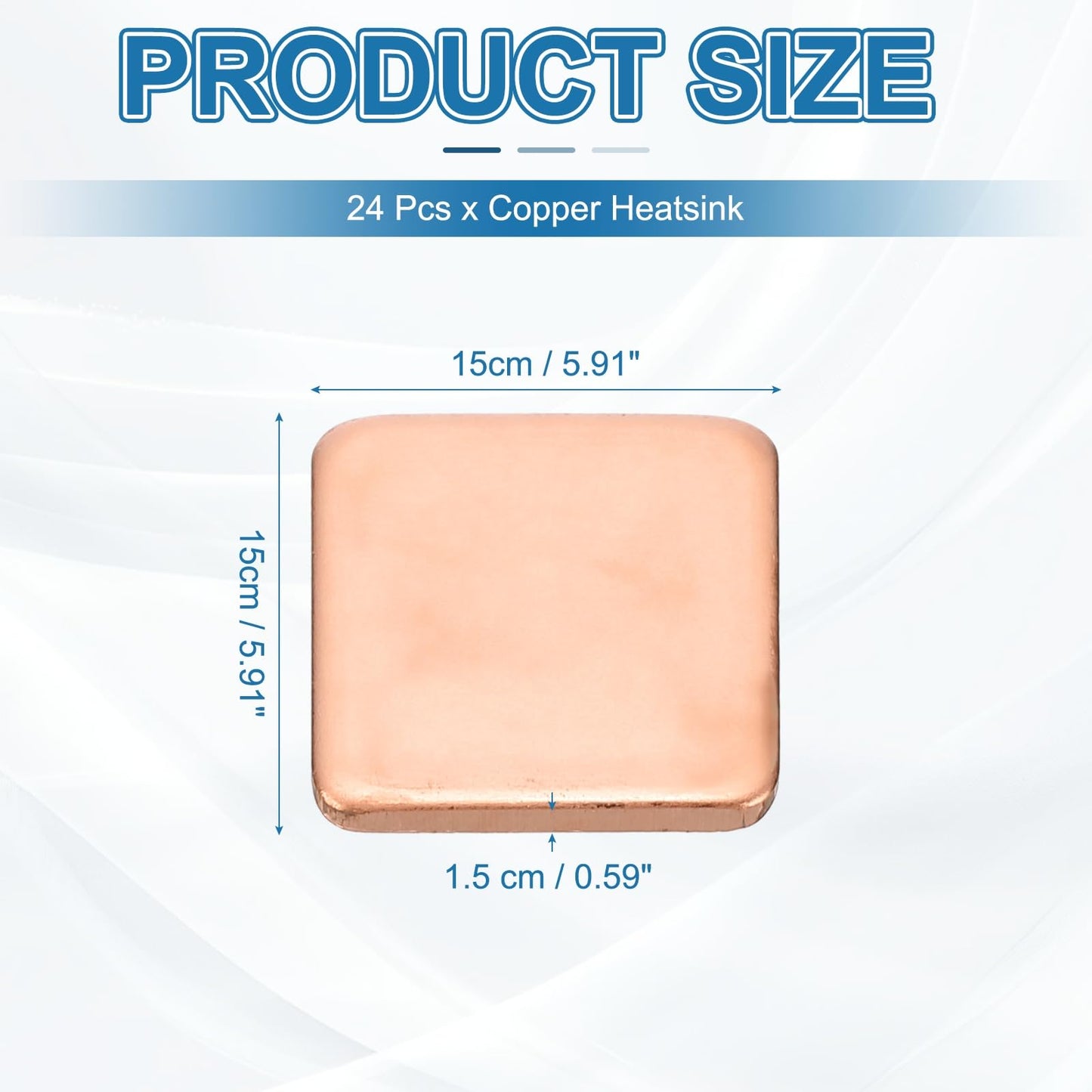 PATIKIL Copper Heatsink Pad Shims, 24 Pcs 15x15x1.5mm Copper Pad Shim IC Chipset GPU CPU Thermal Heatsink for Cooling Laptop Desktop Computer
