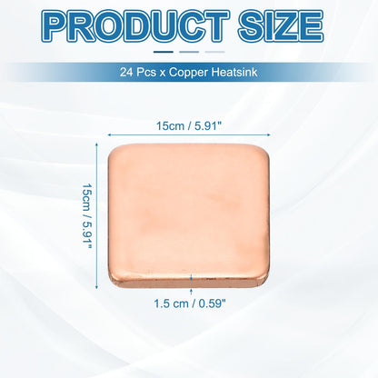 PATIKIL Copper Heatsink Pad Shims, 24 Pcs 15x15x1.5mm Copper Pad Shim IC Chipset GPU CPU Thermal Heatsink for Cooling Laptop Desktop Computer