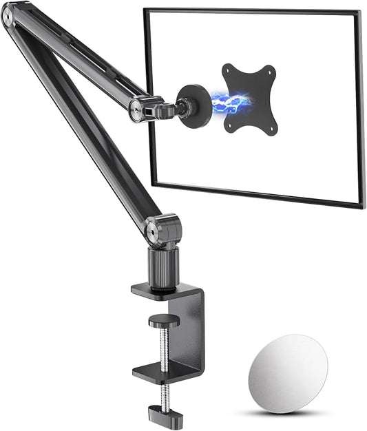 Feising Portable Monitor Arm Magnetic Vesa Mount - 360° Swivel Compatible with 10 10.1 10.5 11 11.6 12 12.5 13.3 13.4 14 15.6 17 17.3 18 18.5 inch Monitor 75x75mm VESA Quick Release FS07D