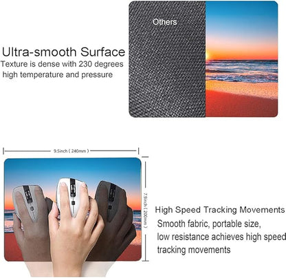 Beach Sunrise Mouse Pad, Seaside Wave Sunset Mouse Pad Custom Design, Square Waterproof Mouse Pad Non-Slip Rubber Base MousePads for Office Laptop, 9.5 inchx7.9 inchx0.12 inch Inch