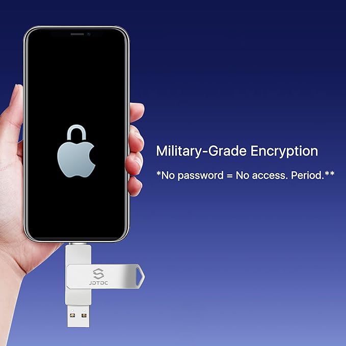 Genuine Apple MFi Certified iPhone USB Flash Drive 256GB - Real Capacity - No Fake Storage, Genuine Lightning, encrypted Auto Backup Photo Stick for iPhone iPad Photos/Videos - Avoid Fake MFi Clones!