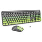 Wireless Keyboard and Mouse Combo, 104 Round Keys Cute Colorful Keyboard and Mouse with Retro Typewriter for PC/Mac/Laptop/Tablet/Computer/Windows Gray Green