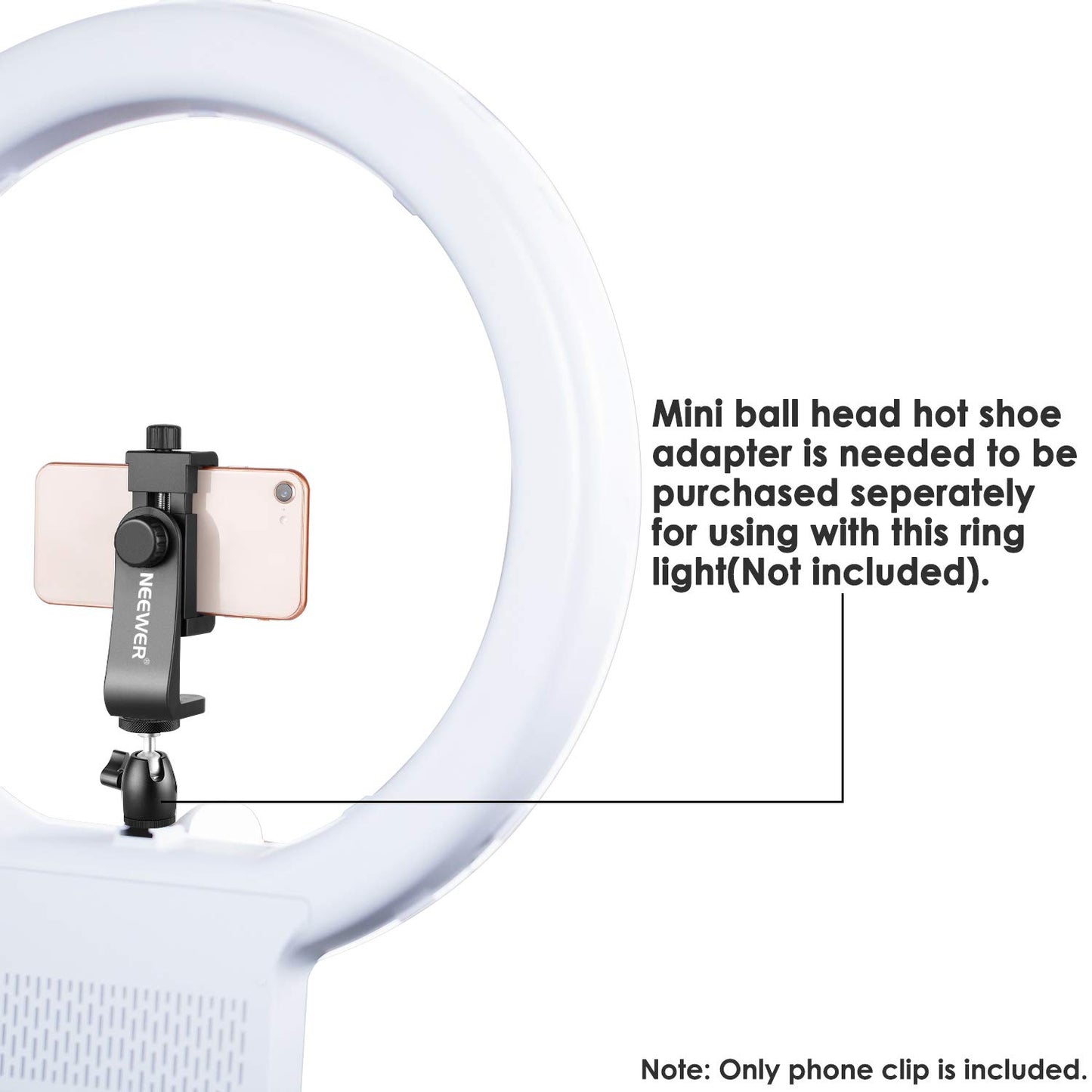 NEEWER Smartphone Holder Phone Tripod Mount Compatible with iPhone 16 15 Pro Max Plus 14 13 12 Mini Samsung Galaxy S24 S23 Ultra, Cell Phone Clip Vertical Bracket Adapter for Tripod with 1/4" Screw