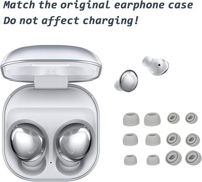 6 Pairs Replacement Eartips for Samsung Galaxy Buds Pro Headphones, Silicone Tips Earbuds Eartips Set, L/M/S Earplug Replacement Accessories (Silver, Without Pen)