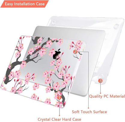 CISSOOK Cherry Blossoms Hard Shell Case for MacBook Pro 14 inch M4 A3112 A3185 A3401 M3 A2992 A2918 M2 A2779 M1 A2442 2021-2024, Cherry Floral Cover with Keyboard Cover for 2021 2024 M1-M4 Pro 14.2”