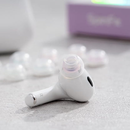 SpinFit Superfine for AirPods Pro Gen 1 & 2 - S - Medical Grade Silicone Patented Replacement Ear Tips and Adapters for Supreme Comfort (one Pair)(Ear Tips Installed)