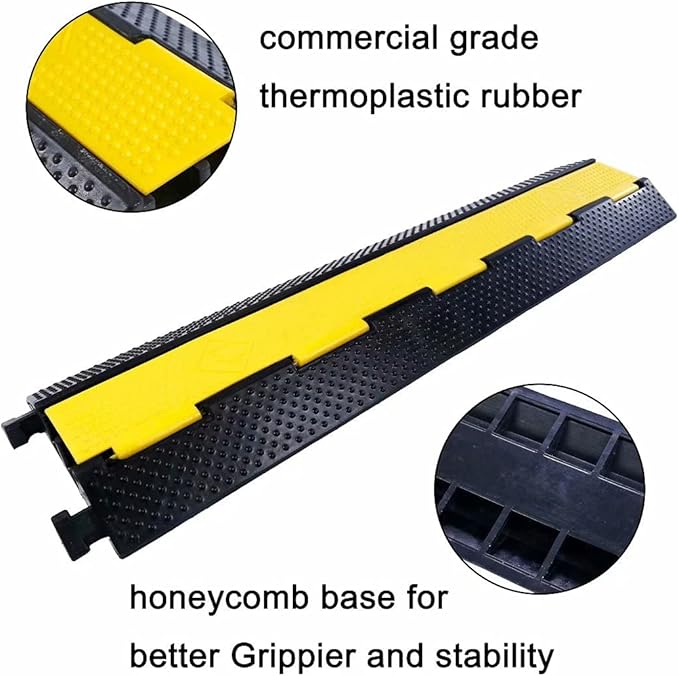 YONSHENG Rubber Cable Ramp Cord Cover Cable Protector Ramps Wire Hose Protective 2 Channel 22000Lbs Load Capacity Traffic Speed Bump for Asphalt Concrete Gravel Driveway Indoor Outdoor, 5 Pack