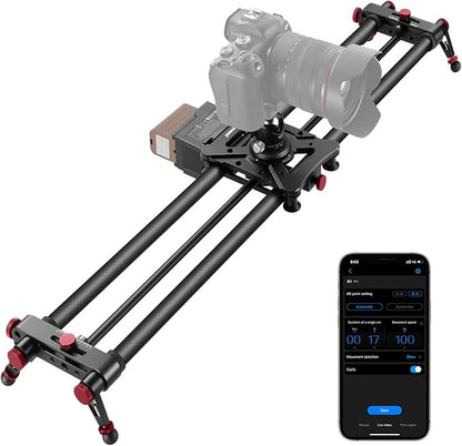 NEEWER 31.5"/80cm Motorized Camera Slider, App Wireless Control DSLR Carbon Fiber Dolly Rail Slider with 4400mAh F750 Battery (Charger Not Included), Support Video Mode, Time Lapse Photography, ER1-80