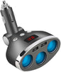 Car Charger,120W 3-Socket Cigarette Lighter Power Adapter DC Splitter 3.1A Dual USB Car Charger 12/24V with LED Voltage Display for Smartphone
