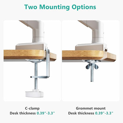 WALI Single Monitor Arm Mount Stand, Adjustable Gas Spring Arm Monitor Mount for Display up to 32 Inch,19.8lbs Capacity (GSMP001W), White