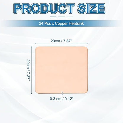 PATIKIL Copper Heatsink Pad Shims, 24 Pcs 20x20x0.3mm Copper Pad Shim IC Chipset GPU CPU Thermal Heatsink for Cooling Laptop Desktop Computer