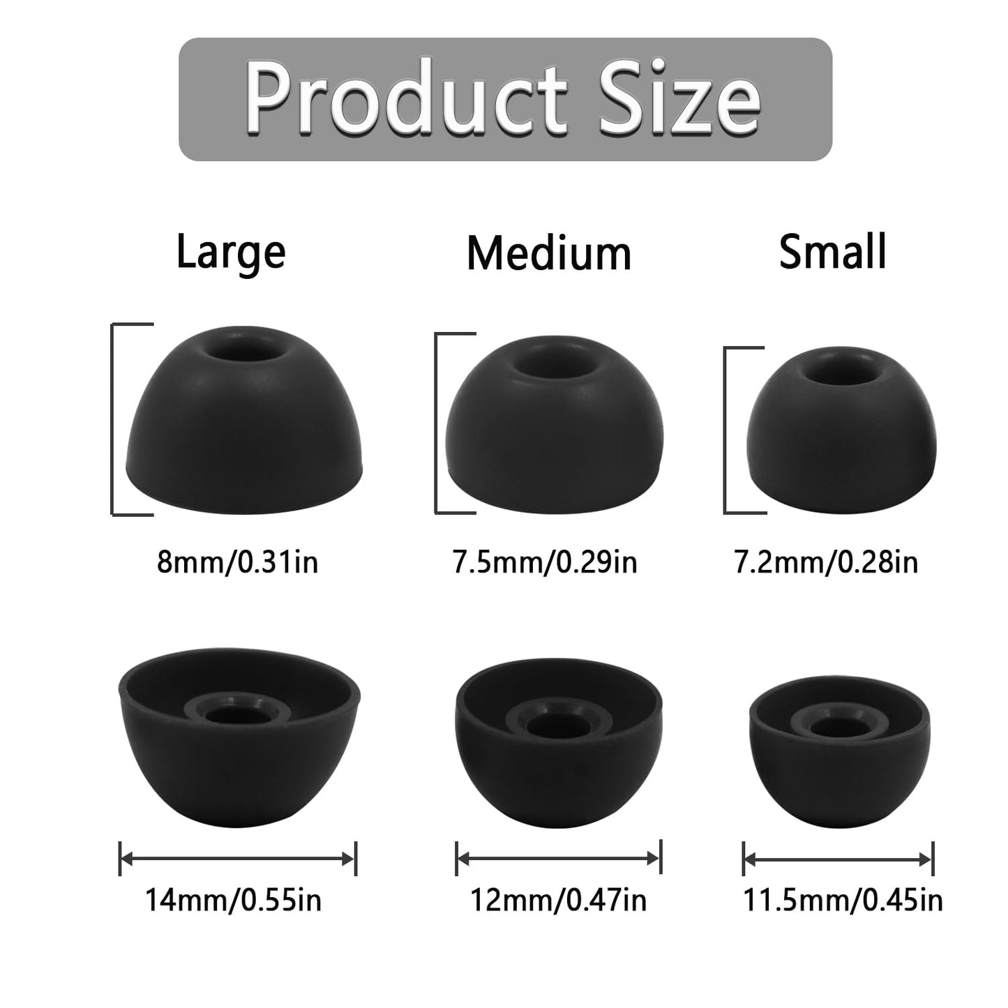 Replacement Silicone Ear Tips for Beats Fit Pro/Studio Buds/Studio Buds+ Headphone, 6 Pairs Earbuds Eartips L/M/S, Eargels Set Fit in Case, Earplug Ear Cap (Black with Pen)