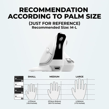DELUX Seeker Ergonomic Mouse Wireless, Vertical Mouse with OLED Screen, 6 Buttons&Thumb Wheel Function, Silent Click, Up to 7200DPI, Programmable, Rechargeable, BT/2.4G/Wired, RGB Light(M618XSD-White)