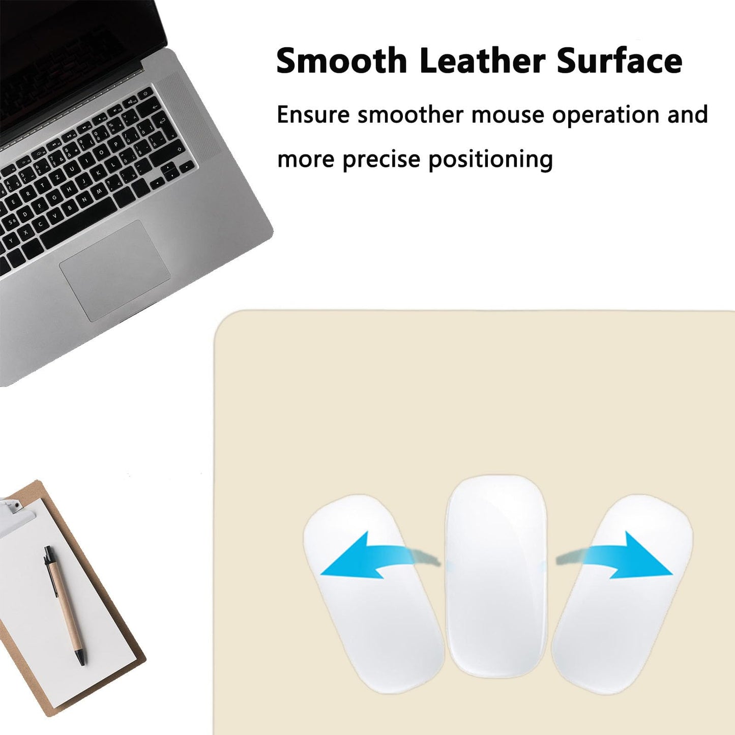 PU Leather Desk Pad Protector Gaming Mouse Pad Non Slip Desk Mat for Keyboard and Mouse Waterproof Desk Writing Pad for Office and Home Desk Accessories(Beige, 47.2 * 17.7)
