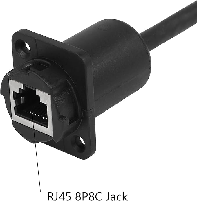 CERRXIAN 35cm RJ45 Male to Female Cat5 5e 6 Waterproof Panel Mount LAN Network Ethernet Extension Cable with Cap