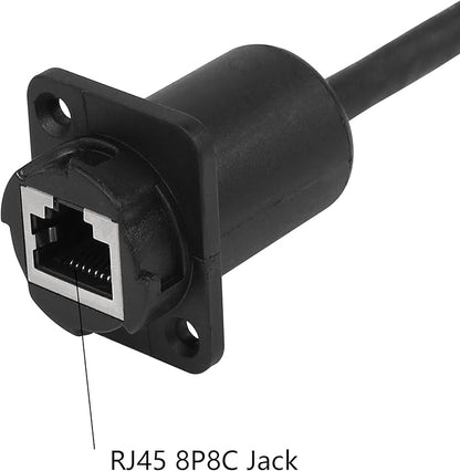 CERRXIAN 35cm RJ45 Male to Female Cat5 5e 6 Waterproof Panel Mount LAN Network Ethernet Extension Cable with Cap