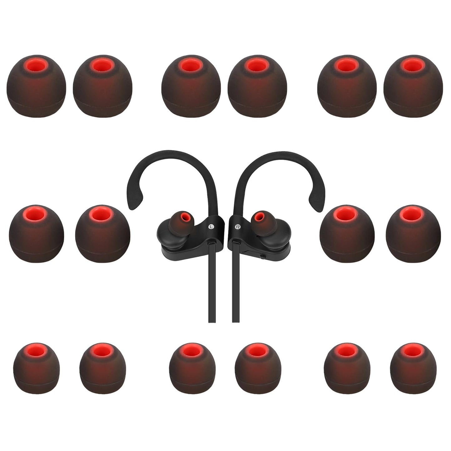 TSZYYM Replacement Earbud Tips Silicone Earbud Covers Ear Tips Fit Most in-Ear Earbuds(Inner Hole 3.8mm -5.1mm) Headphone Rubber Tips 9 Pairs S M L