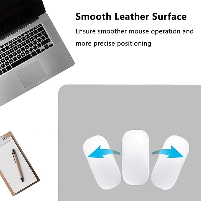 PU Leather Desk Pad Protector Gaming Mouse Pad Non Slip Desk Mat for Keyboard and Mouse Waterproof Desk Writing Pad for Office and Home Desk Accessories(Gray, 31.5 * 15.7)