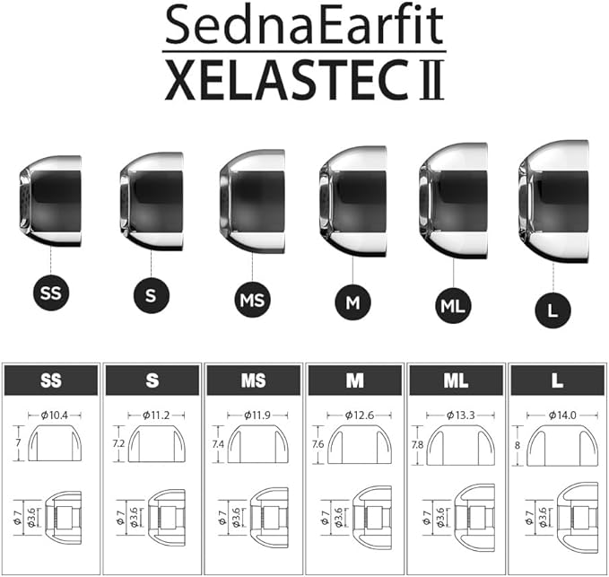 AZLA SednaEarfit XELASTEC 2 (M) - Earbud Tips for Wireless Headphones - Noise Canceling Earbuds Replacement Tips - Eartips Compatible with Sony, Samsung, Beats, JLab, Skullcandy, Sennheiser
