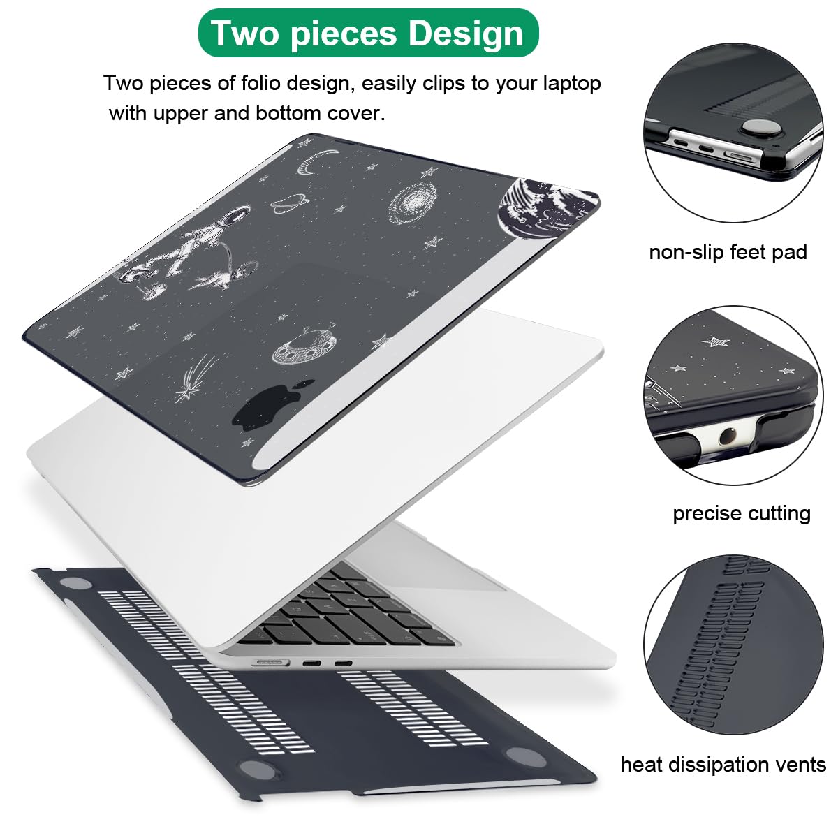 LCMOCICO for MacBook Air 13 Case M5 M4 M3 M2 2026-2022,Astronauts Space Dog