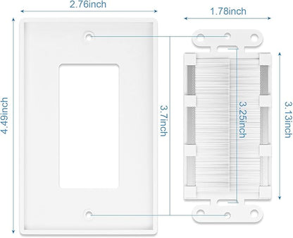 Iwillink Brush Wall Plate (10 Pack), Cable Pass Through Insert for Wires, Single Gang Cable Access Strap, Wall Socket for HDTV, Home Theater Systems