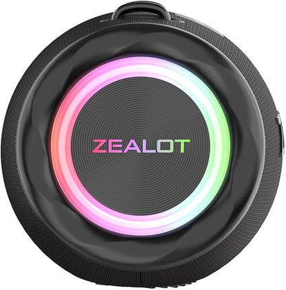 ZEALOT 80W Portable Bluetooth Speaker, Stereo Sound with Deep Bass,IPX6 Waterproof, LED Light,Bluetooth 5.2, Indoor/Outdoor Speaker for Party, Gathering, Pool, Camping,Travel (Black)