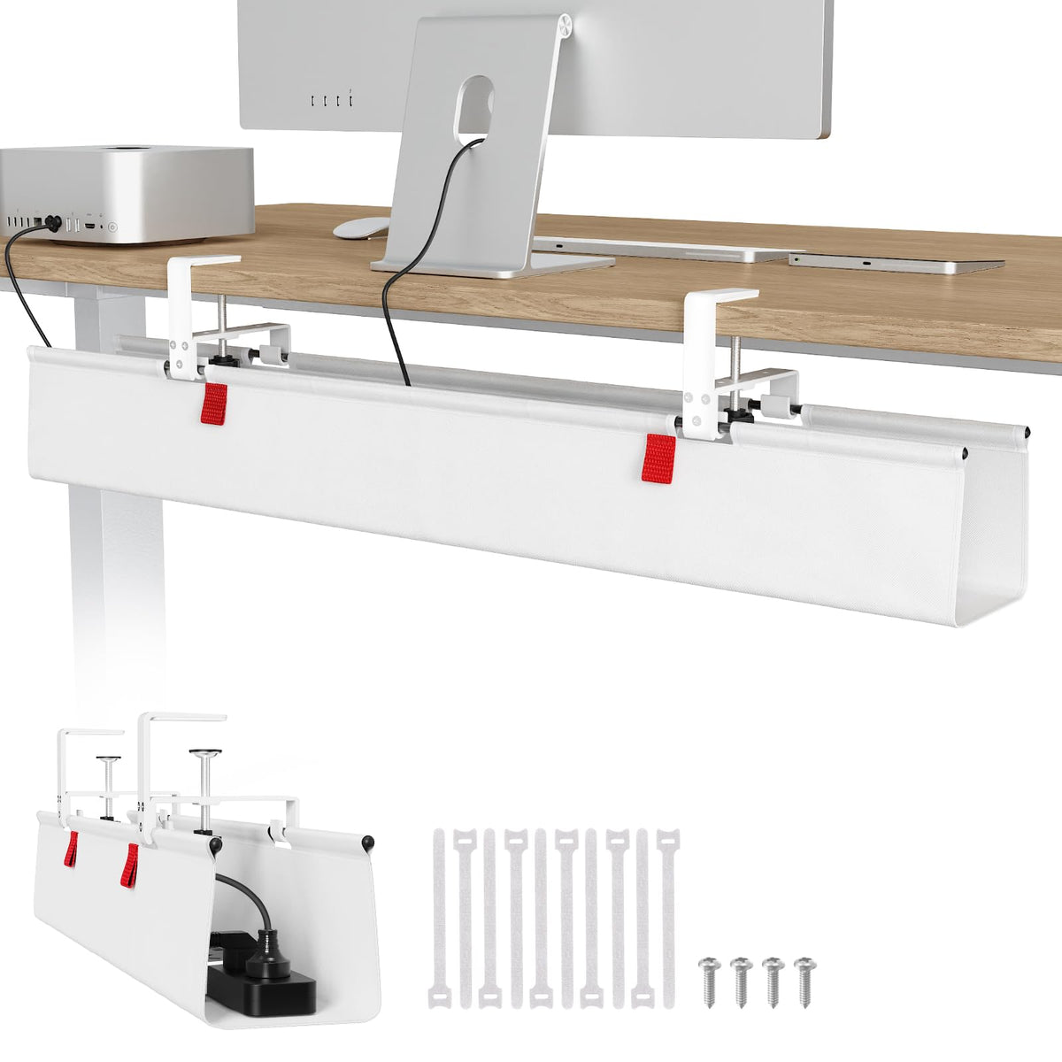 Univivi No Drill Under Desk Cable Management Tray, 48 inch Cable Management